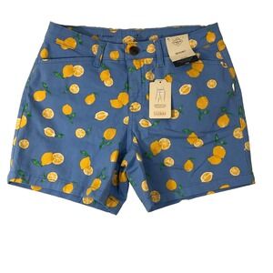 St. John's Bay Shorts Women's Size 2 Blue‎ Yellow Lemon 5" Inseam Mid Rise NWT
